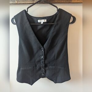 Heartloom Black Vest With Button Front & Gold Buckle